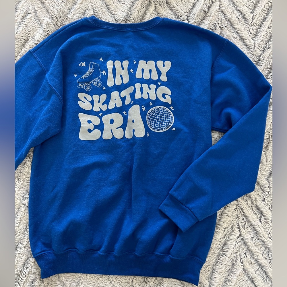 In My Skating Era Crew Neck Sweatshirt Taylor Swift Inspired Small blue